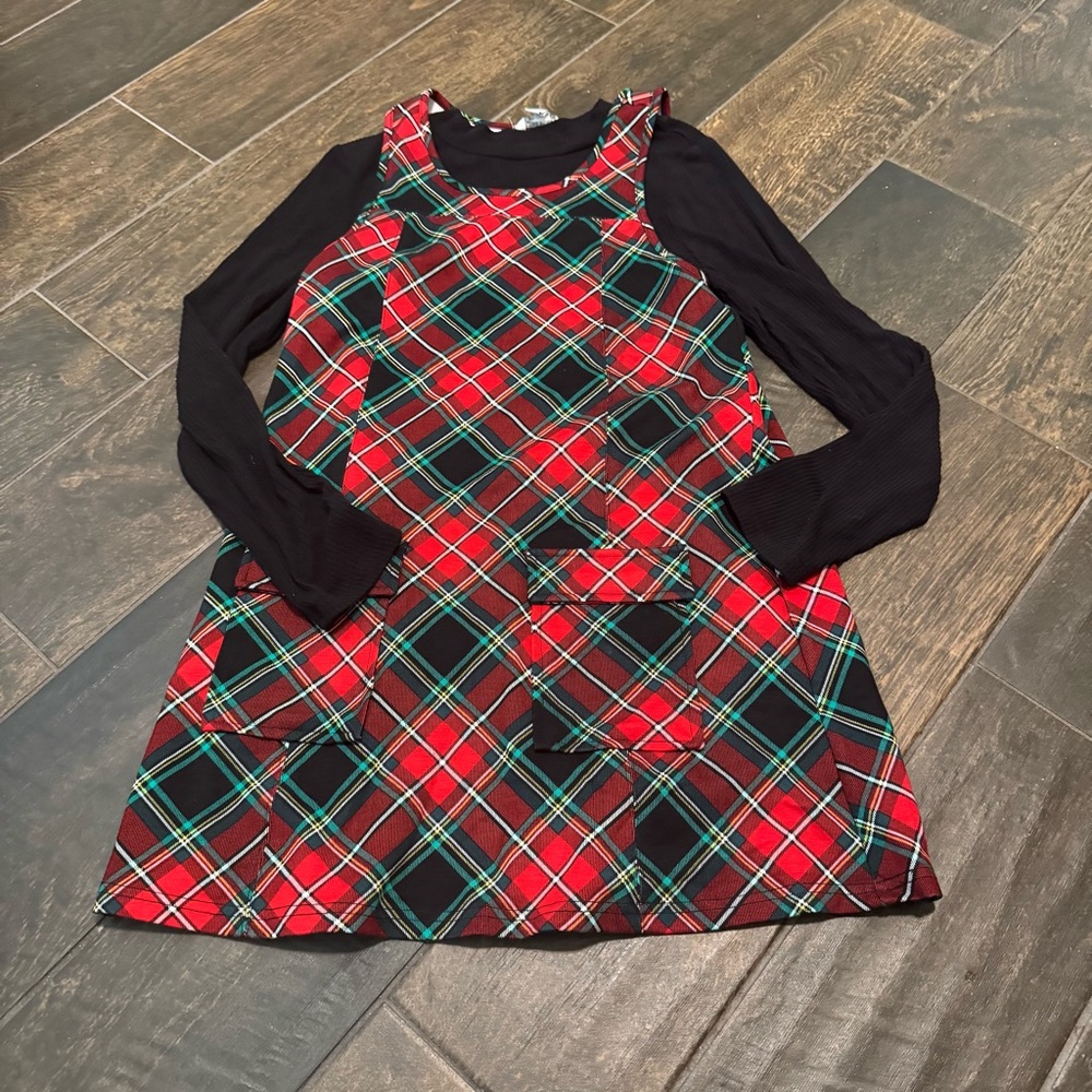 EUC Charlotte by Cato 2pc Girls Tartan Dress Set